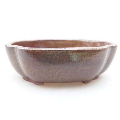 Ceramic bonsai bowl 10 x 8.5 x 3 cm, brown color - 1