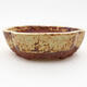 Ceramic bonsai bowl 10 x 8.5 x 3 cm, color brown-yellow - 1/3