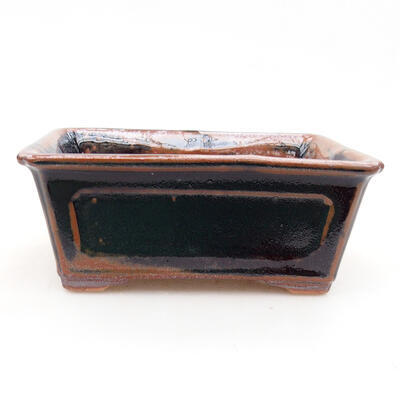 Ceramic bonsai bowl 13 x 10 x 5 cm, color black-brown - 1