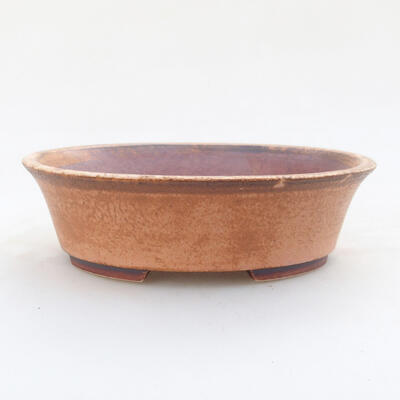 Ceramic bonsai bowl 14 x 12 x 4 cm, color pinkish brown - 1