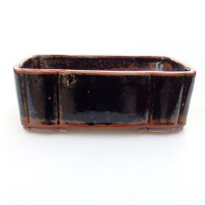 Ceramic bonsai bowl 20 x 16.5 x 6.5 cm, brown-black color - 1