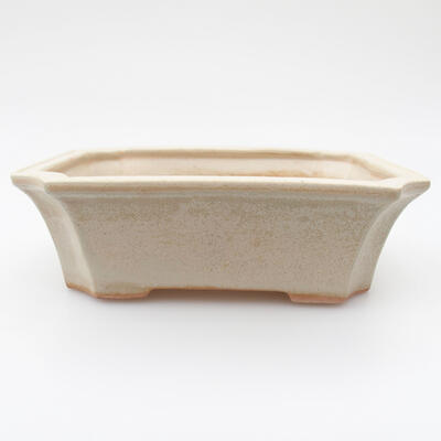 Ceramic bonsai bowl 12.5 x 10.5 x 4 cm, color beige - 1