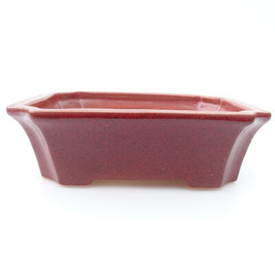 Ceramic bonsai bowl 12.5 x 10.5 x 4 cm, color red - 1
