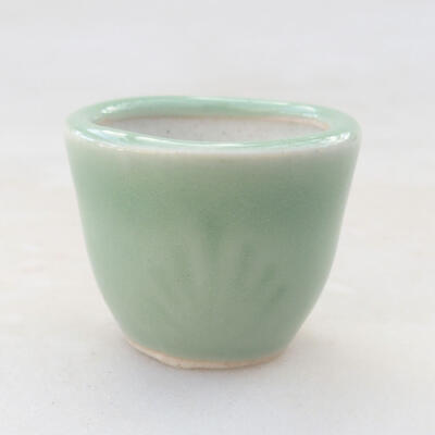 Ceramic bonsai bowl 3.5 x 3.5 x 3 cm, color green - 1