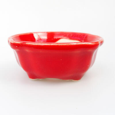 Ceramic bonsai bowl 6.5 x 6.5 x 3 cm, color red - 1