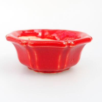 Ceramic bonsai bowl 5.5 x 5.5 x 2.5 cm, color red - 1