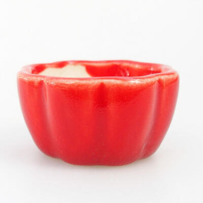 Ceramic bonsai bowl 3.5 x 3.5 x 2 cm, color red - 1