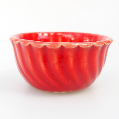 Ceramic bonsai bowl 5 x 5 x 2.5 cm, color red - 1