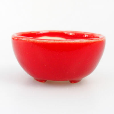 Ceramic bonsai bowl 4 x 4 x 2 cm, color red - 1