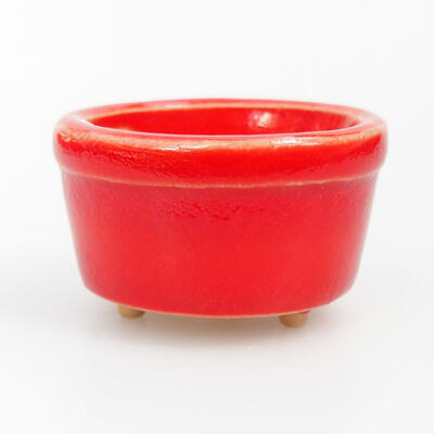 Ceramic bonsai bowl 3.5 x 3.5 x 2 cm, color red - 1