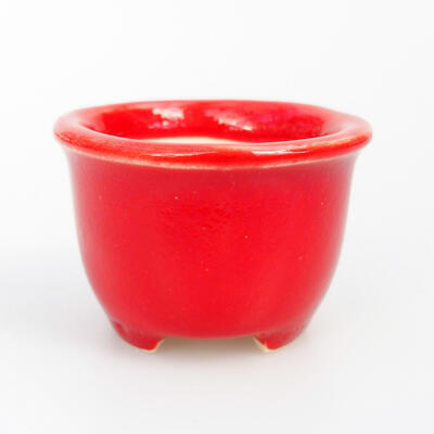 Ceramic bonsai bowl 3.5 x 3.5 x 3 cm, color red - 1