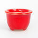 Ceramic bonsai bowl 3.5 x 3.5 x 3 cm, color red - 1/3