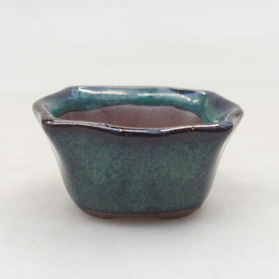 Ceramic bonsai bowl 3.5 x 3.5 x 2 cm, color green - 1