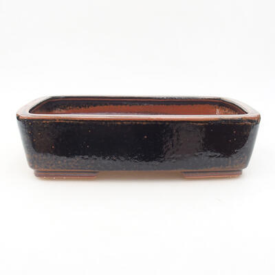 Ceramic bonsai bowl 25 x 19.5 x 6.5 cm, color black-brown - 1
