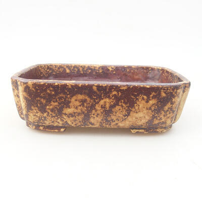 Ceramic bonsai bowl 15 x 11.5 x 4 cm, color brown-yellow - 1