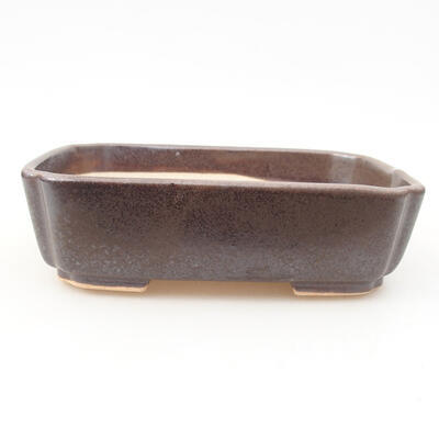 Ceramic bonsai bowl 15 x 11.5 x 4 cm, brown color - 1