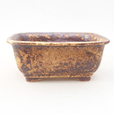 Ceramic bonsai bowl 13 x 10 x 5 cm, color brown-yellow - 1