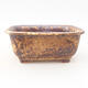 Ceramic bonsai bowl 13 x 10 x 5 cm, color brown-yellow - 1/3