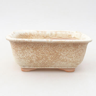Ceramic bonsai bowl 13 x 10 x 5 cm, beige color - 1
