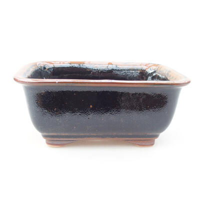 Ceramic bonsai bowl 13 x 10 x 5 cm, color brown-black - 1