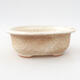 Ceramic bonsai bowl 14 x 11 x 5 cm, beige color - 1/3