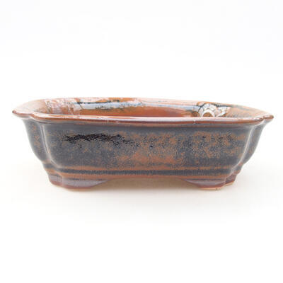 Ceramic bonsai bowl 15 x 12 x 4 cm, brown-black color - 1