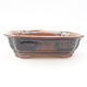 Ceramic bonsai bowl 15 x 12 x 4 cm, brown-black color - 1/3