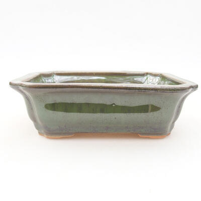 Ceramic bonsai bowl 12 x 9.5 x 4 cm, color green - 1