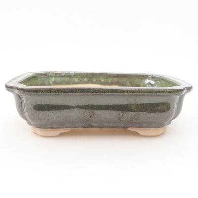 Ceramic bonsai bowl 13 x 9.5 x 3.5 cm, color green - 1
