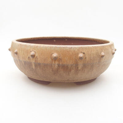 Ceramic bonsai bowl 18 x 18 x 6.5 cm, beige color - 1