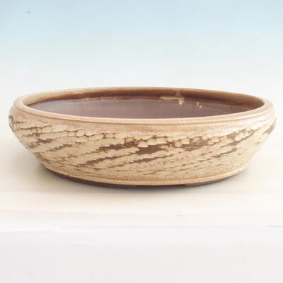 Ceramic bonsai bowl 36.5 x 36.5 x 9.5 cm, beige color - 1
