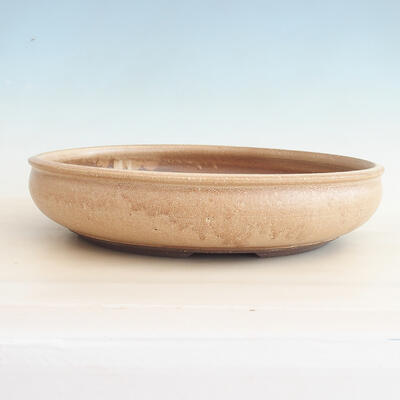Ceramic bonsai bowl 37.5 x 37.5 x 9 cm, beige color - 1