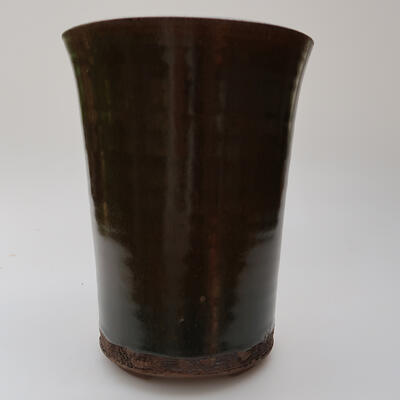 Ceramic bonsai bowl 13 x 13 x 17.5 cm, color brown - 1