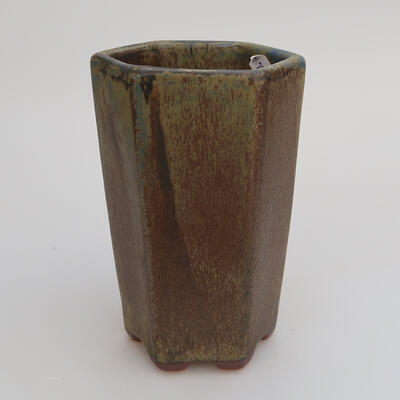 Ceramic bonsai bowl 9 x 8.5 x 14 cm, color brown-blue - 1