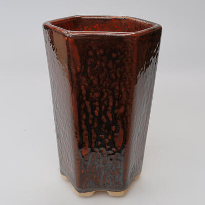 Ceramic bonsai bowl 9.5 x 9 x 15 cm, color orange - 1