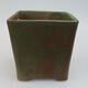Ceramic bonsai bowl 12.5 x 12.5 x 13 cm, color brownish green - 1/3