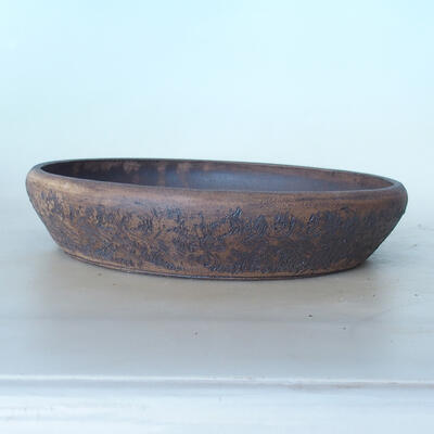 Ceramic bonsai bowl 26 x 26 x 5.5 cm, brown color - 1