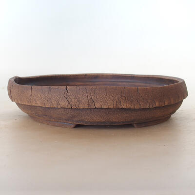 Ceramic bonsai bowl 25 x 25 x 5 cm, brown color - 1