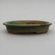 Ceramic bonsai bowl 12.5 x 10.5 x 2 cm, color green - 1/3