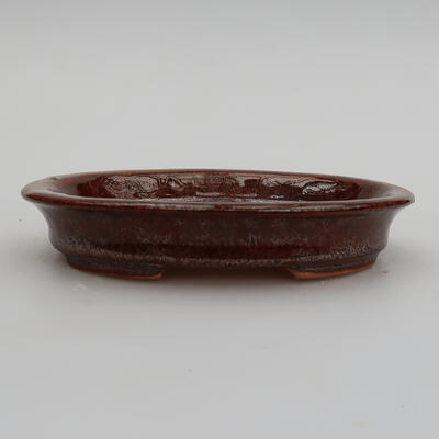 Ceramic bonsai bowl 12.5 x 10.5 x 2 cm, color brown - 1