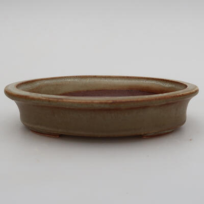 Ceramic bonsai bowl 13 x 10 x 2.5 cm, color brownish green - 1