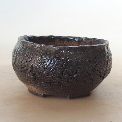 Ceramic bonsai bowl 12 x 12 x 7 cm, color brown - 1