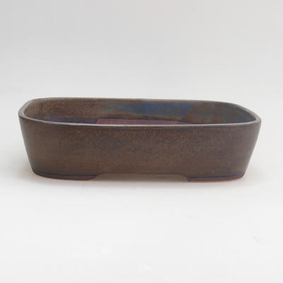 Ceramic bonsai bowl 23 x 18 x 5,5 cm, brown-blue color - 1