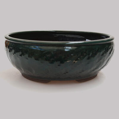 Ceramic bonsai bowl 19.5 x 19.5 x 7 cm, color green - 1