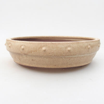 Ceramic bonsai bowl 20 x 20 x 5 cm, beige color - 1