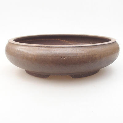 Ceramic bonsai bowl 23.5 x 23.5 x 7 cm, brown color - 1