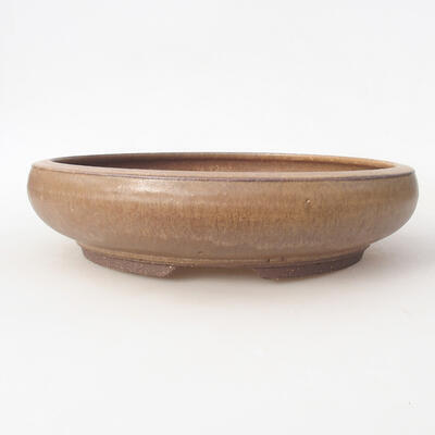 Ceramic bonsai bowl 24.5 x 24.5 x 6 cm, brown color - 1