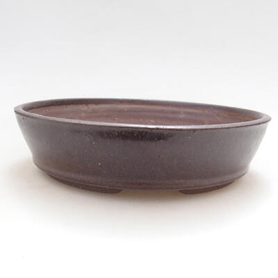 Ceramic bonsai bowl 16.5 x 16.5 x 4 cm, brown color - 1