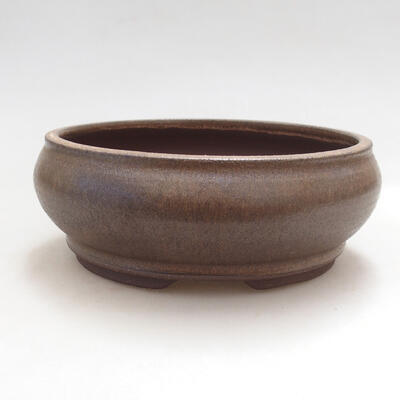 Ceramic bonsai bowl 14 x 14 x 5.5 cm, brown color - 1