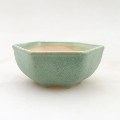 Ceramic bonsai bowl 7 x 6 x 3 cm, color green - 1
